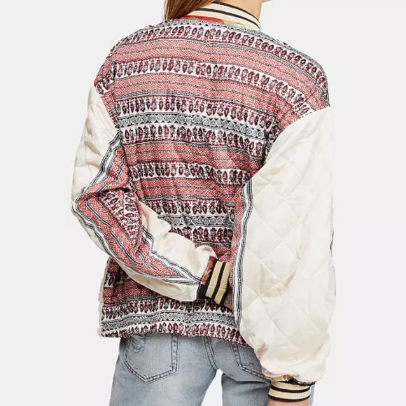 Free People Pandora Reversible Multicolor Patchwork Oversize Bomber Jacket - Picture 10 of 15